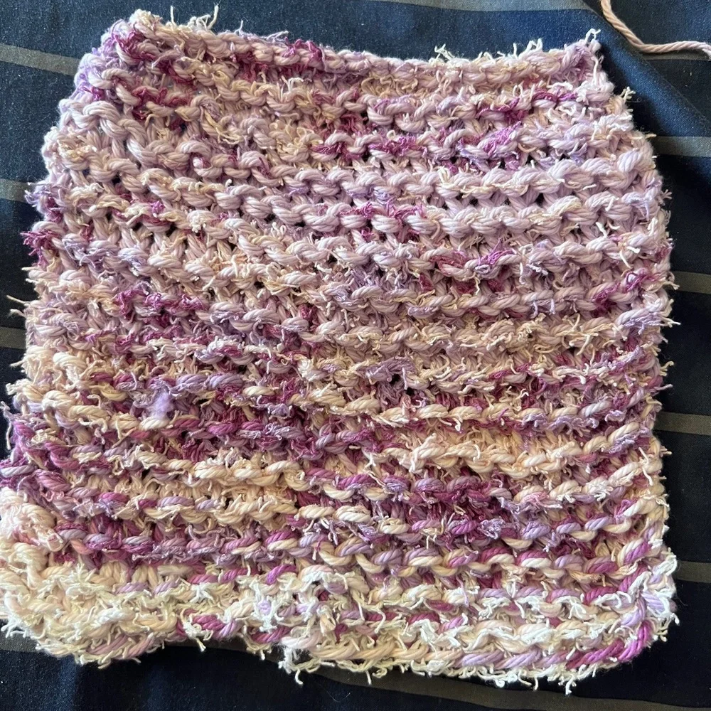 Pretty Purple Knitted Washcloth